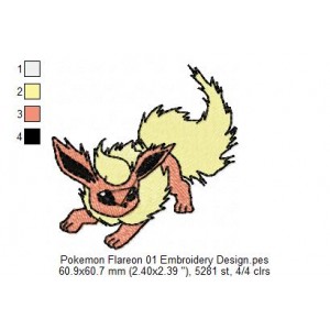 Pokemon Flareon 01 Embroidery Design